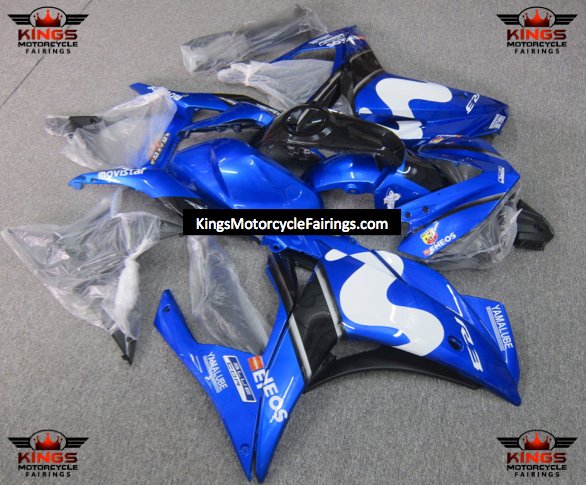 Yamaha R3 (2015-2018) Blue, White, Black Movistar Fairings at KingsMotorcycleFairings.com