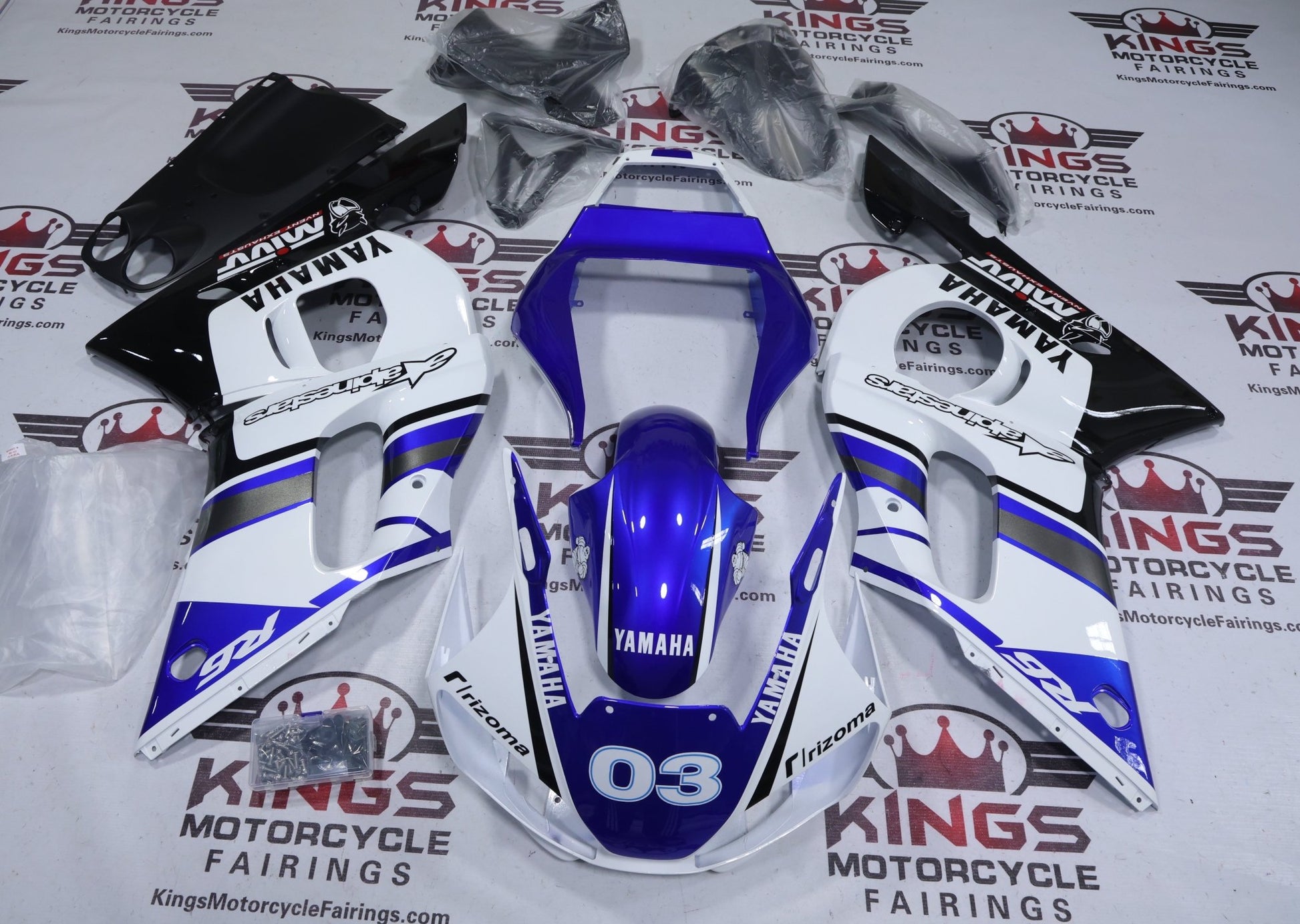 Yamaha R6 Fairings (1998-2002) Blue, White, Black, Alpine from KingsMotorcycleFairings.com
