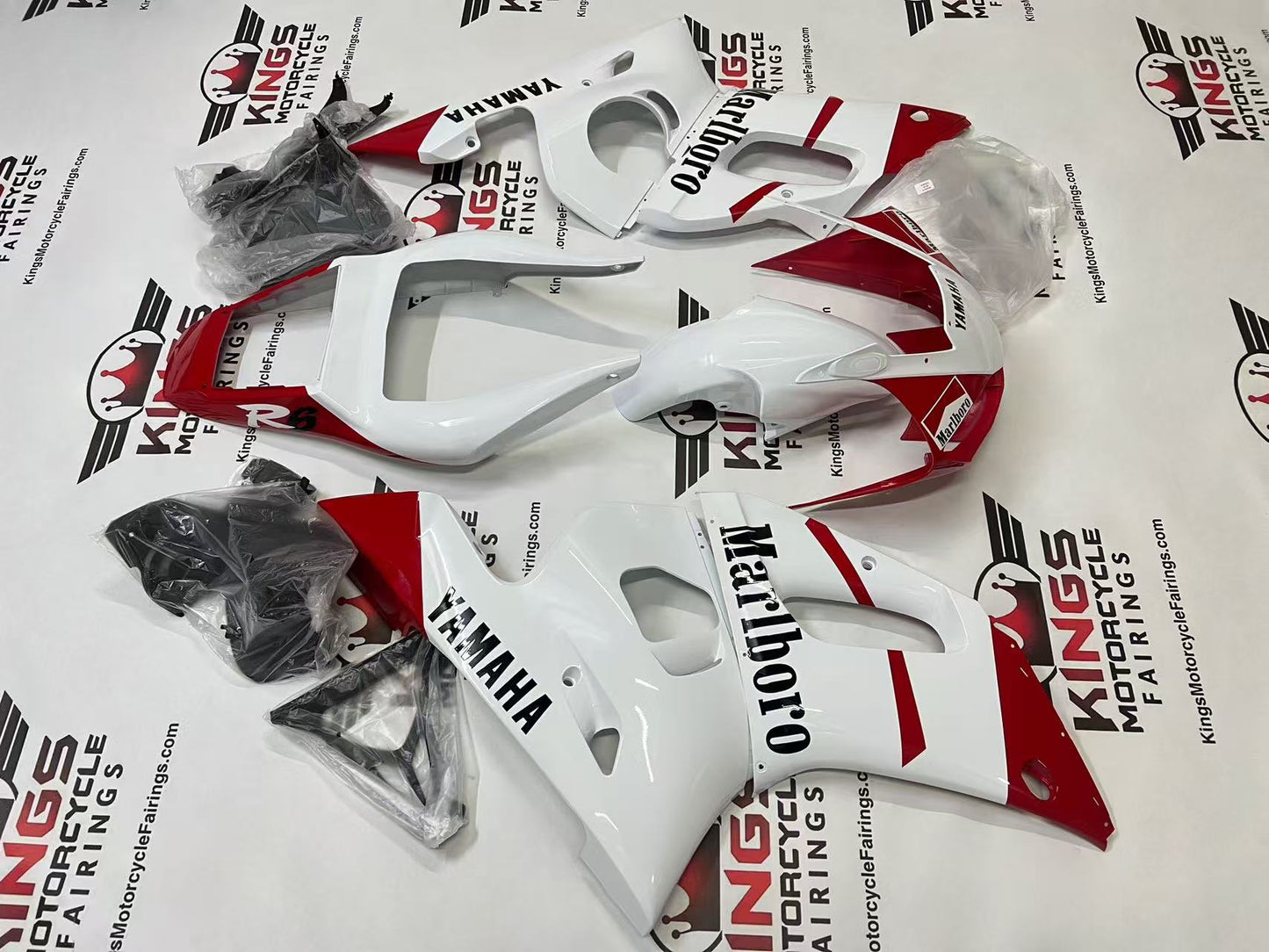 Yamaha R6 Fairings (1998-2002) White, Red, Black Marlboro at KingsMotorcycleFairings.com