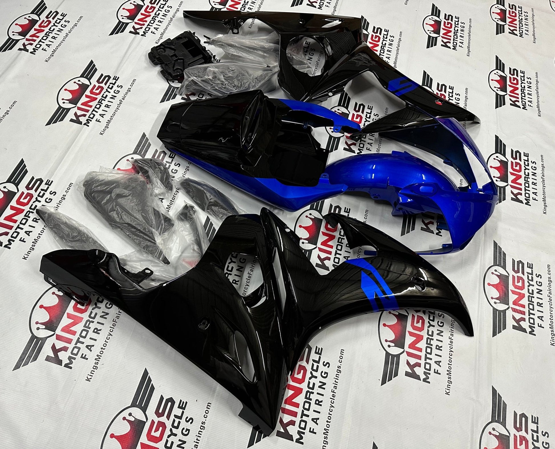 Yamaha YZF-R6 Fairing kit (2003-2004) Black, Blue at KingsMotorcycleFairings.com