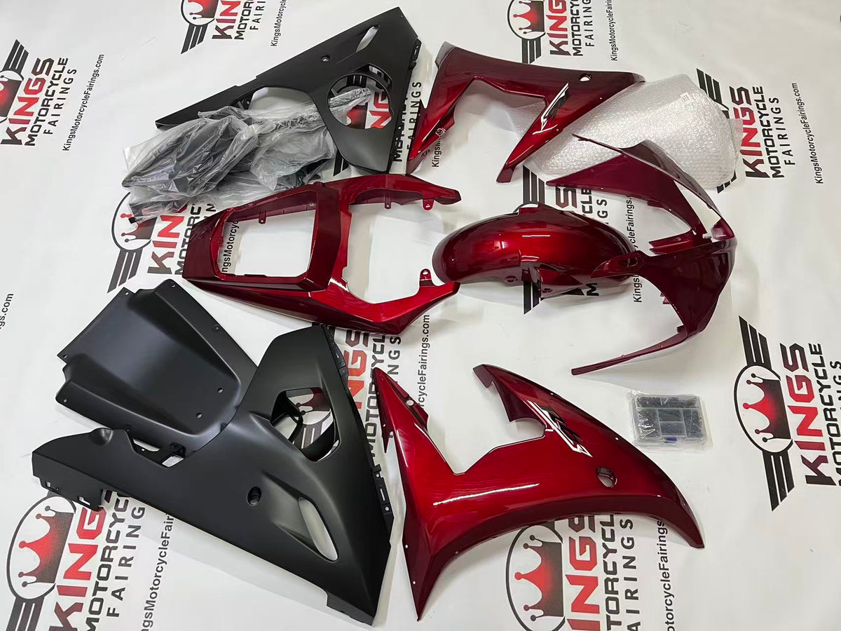 Yamaha R6 Fairings (2003-2004) Dark Red, Flat Black at KingsMotorcycleFairings.com