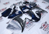 Yamaha R6 Fairings (2003-2004) Faux Forged Carbon Fiber, Dark Blue at KingsMotorcycleFairings.com