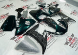 Yamaha R6 Fairings (2003-2004) Green, Faux Forged Carbon Fiber, White at KingsMotorcycleFairings.com
