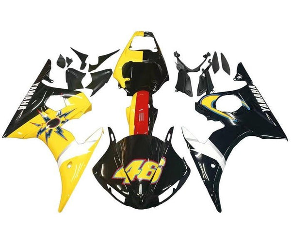 Yamaha R6 Fairings (2005) Black, Yellow, Sun, Moon at KingsMotorcycleFairings.com