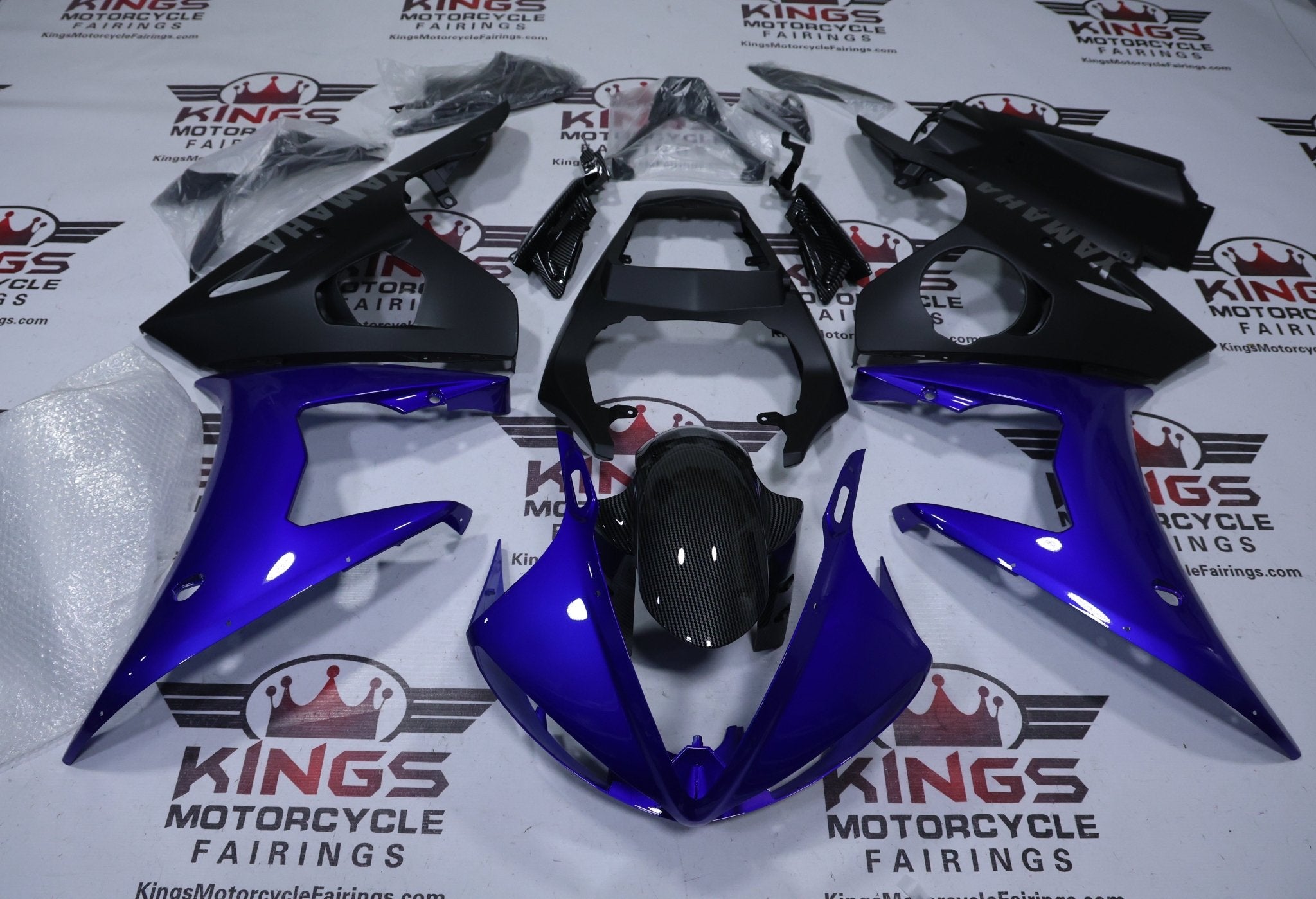 Yamaha R6 Fairings (2005) Blue, Matte Black, Carbon Fiber – Kings ...