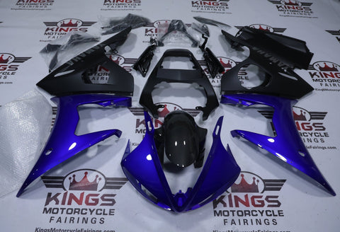 Yamaha R6 Fairings (2005) Blue, Matte Black, Faux Carbon Fiber at KingsMotorcycleFairings.com