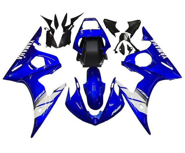 Yamaha R6 Fairings (2005) Blue, White, Silver Stripe at KingsMotorcycleFairings.com