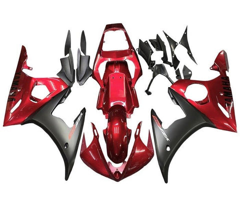 Yamaha R6 Fairings (2005) Candy Apple Red, Matte Black at KingsMotorcycleFairings.com