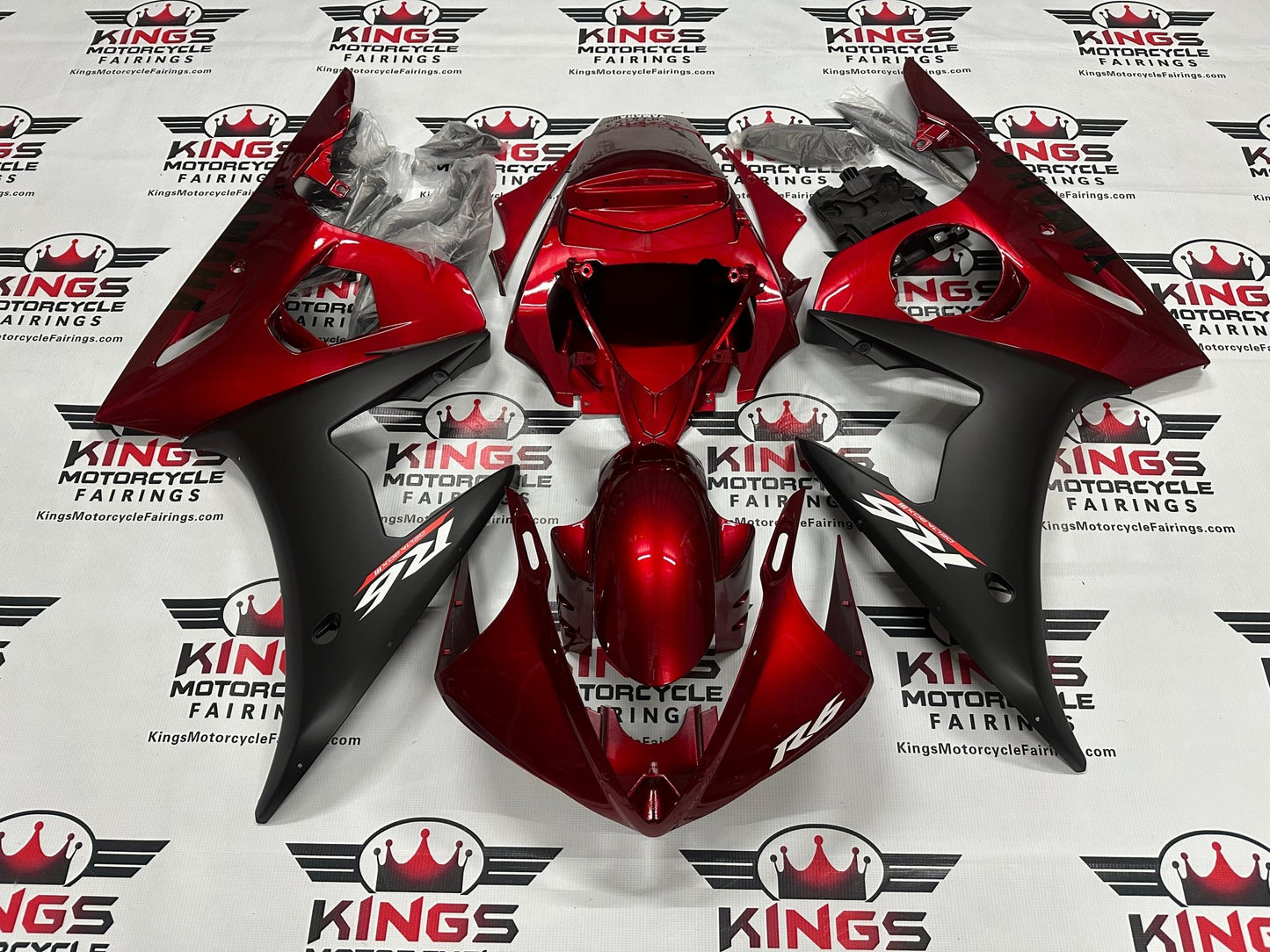 Yamaha YZF-R6 Fairings (2005) Dark Red, Matte Black at KingsMotorcycleFairings.com