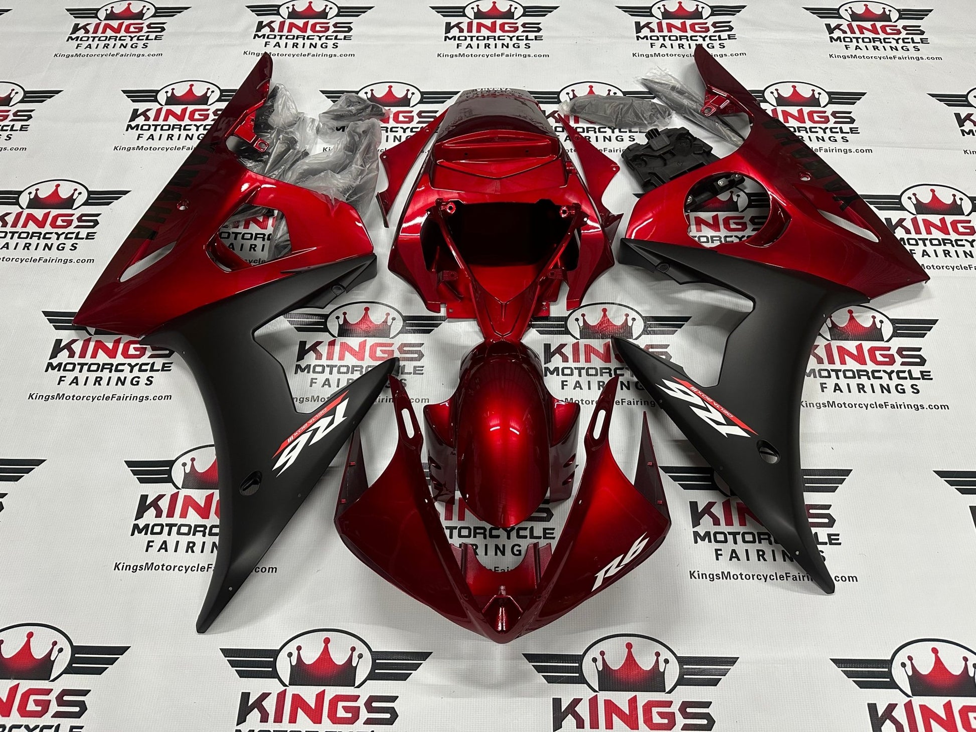 Yamaha YZF-R6 Fairings (2005) Dark Red, Matte Black at KingsMotorcycleFairings.com