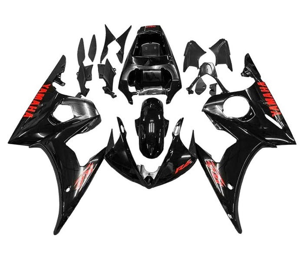 Yamaha R6 Fairings (2005) Gloss Black, Red at KingsMotorcycleFairings.com