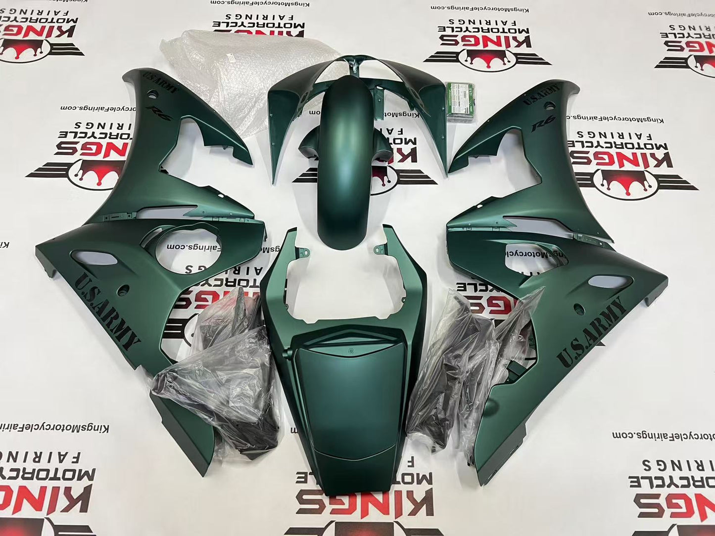Yamaha R6 Fairings (2005) Green Matte U.S. Army at KingsMotorcycleFairings.com
