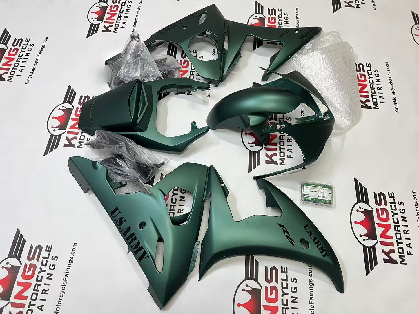 Yamaha R6 Fairings (2005) Green Matte U.S. Army from KingsMotorcycleFairings.com
