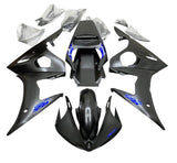 Yamaha R6 Fairings (2005) Matte Black, Blue at KingsMotorcycleFairings.com