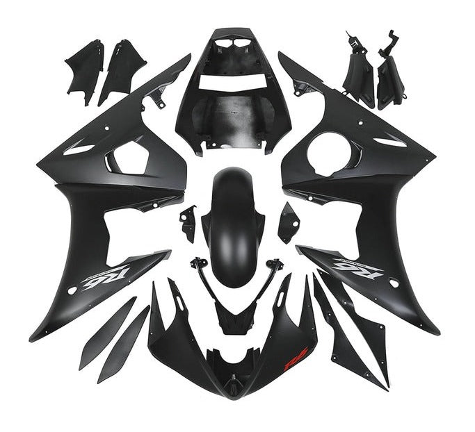 Yamaha YZF-R6 Fairings (2005) Matte Black, Silver, Red at KingsMotorcycleFairings.com