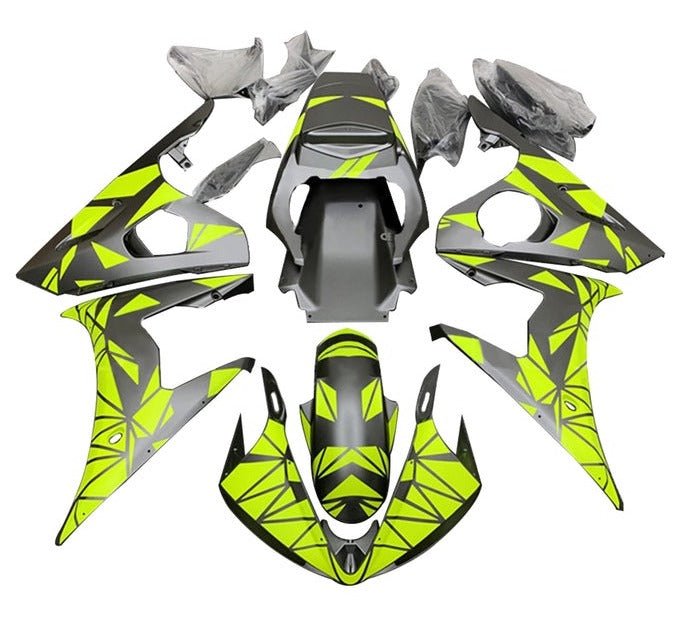 Yamaha YZF-R6 Fairings (2005) Matte Yellow, Matte Silver at KingsMotorcycleFairings.com