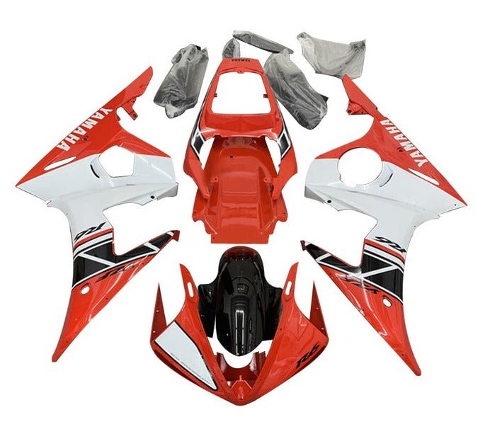 Yamaha R6 Fairings (2005) Red, White, Black Stripe at KingsMotorcycleFairings.com