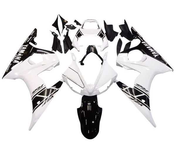 Yamaha R6 Fairings (2005) White, Black Stripe at KingsMotorcycleFairings.com