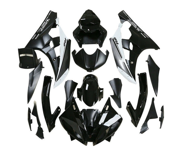 Yamaha R6 Fairings (2006-2007) Black, White, Silver Stripe at KingsMotorcycleFairings.com