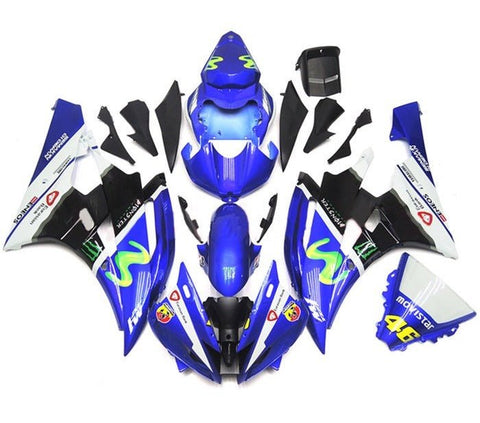 Yamaha R6 Fairings (2006-2007) Blue, Black, White Movistar at KingsMotorcycleFairings.com