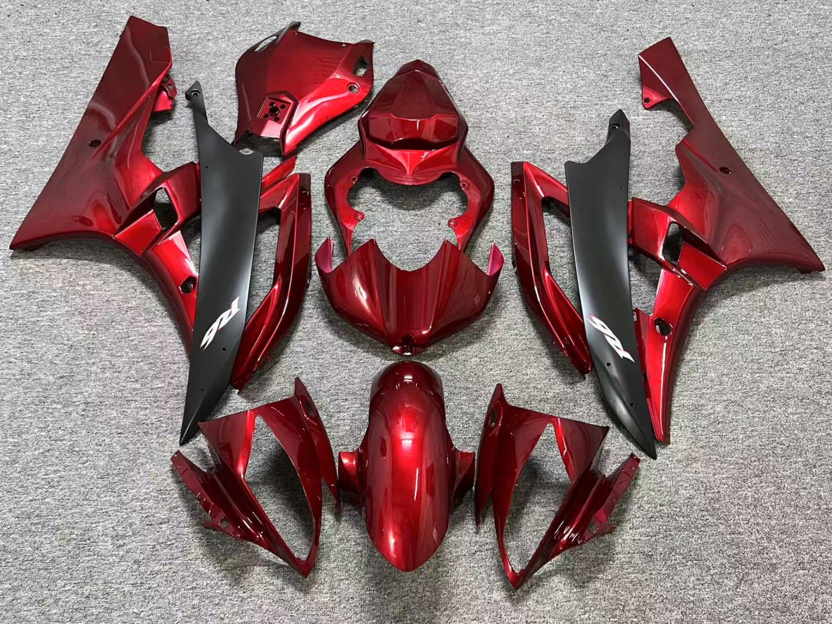 Yamaha R6 Fairings (2006-2007) Gloss Candy Red, Matte Black from KingsMotorcycleFairings.com