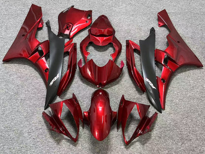 Yamaha R6 Fairings (2006-2007) Gloss Candy Red, Matte Black from KingsMotorcycleFairings.com