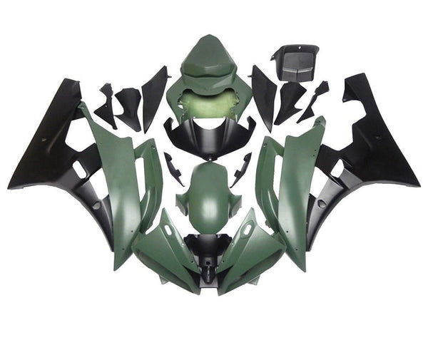 Yamaha R6 Fairings (2006-2007) Matte Army Green, Matte Black at KingsMotorcycleFairings.com