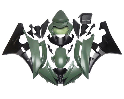 Yamaha YZF-R6 Fairings (2006-2007) Matte Army Green, Matte Black at KingsMotorcycleFairings.com
