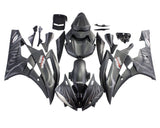 Yamaha R6 Fairings (2006-2007) Matte Black Ghost Flames at KingsMotorcycleFairings.com
