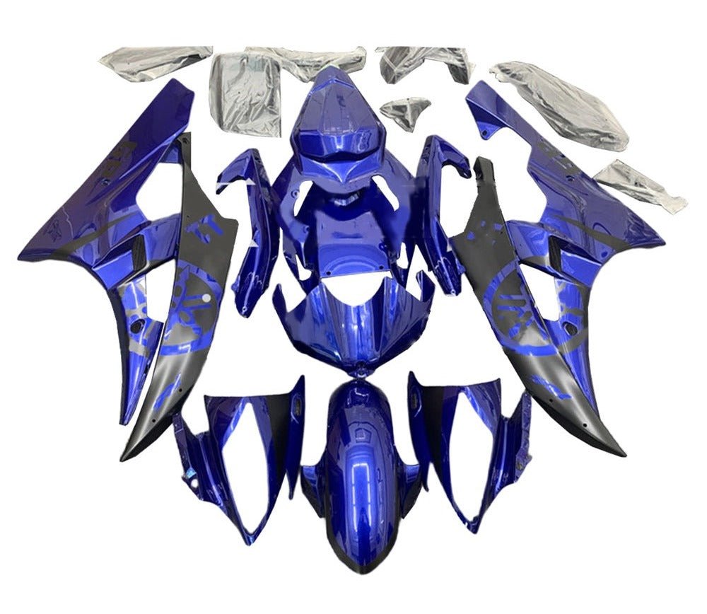 Yamaha R6 Fairings (2006-2007) Matte Black, Gloss Dark Blue at KingsMotorcycleFairings.com