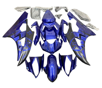 Yamaha R6 Fairings (2006-2007) Matte Black, Gloss Dark Blue at KingsMotorcycleFairings.com