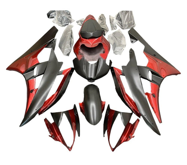 Yamaha R6 Fairings (2006-2007) Matte Black, Gloss Dark Red at KingsMotorcycleFairings.com