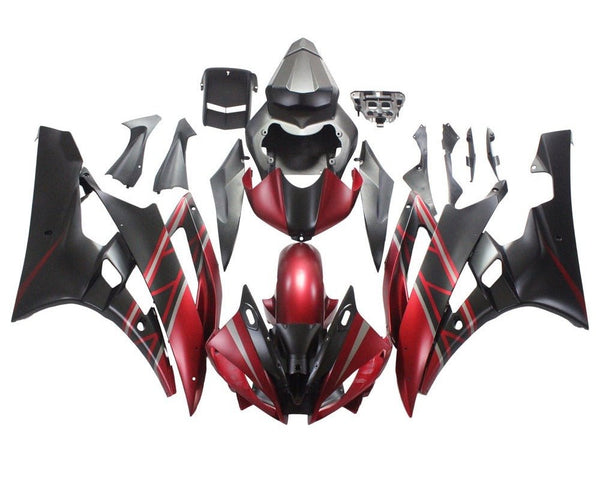 Yamaha R6 Fairings (2006-2007) Matte Dark Red, Black, Gray at KingsMotorcycleFairings.com