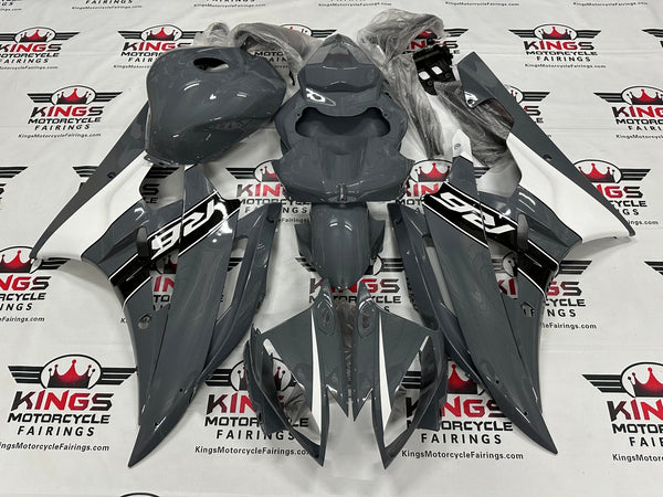 Yamaha R6 Fairings (2006-2007) Nardo Gray, White, Black Stripe at KingsMotorcycleFairings.com