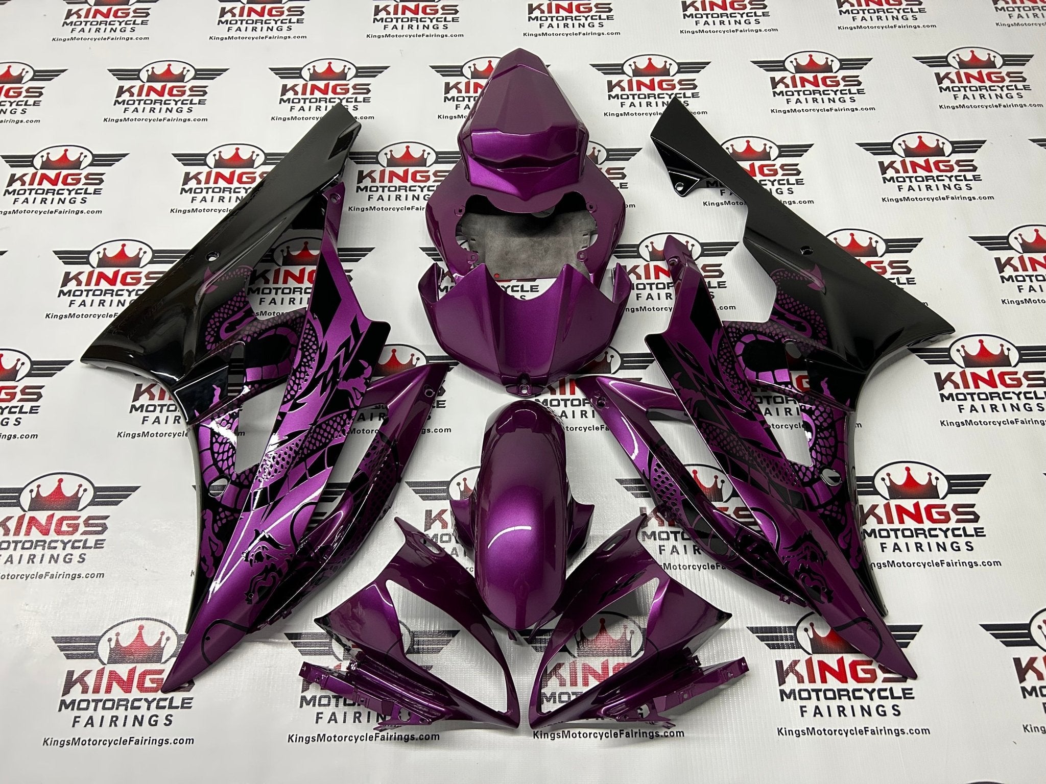 Yamaha R6 Fairings (2006-2007) Purple, Black Dragon at KingsMotorcycleFairings.com