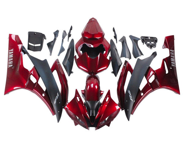 Yamaha R6 Fairings (2006-2007) Red Burgundy, Matte Black at KingsMotorcycleFairings.com