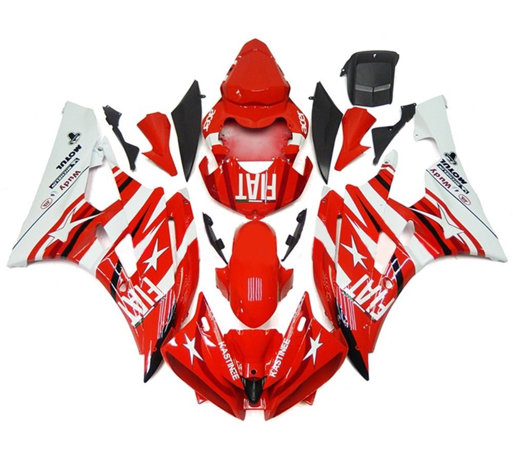 Yamaha R6 Fairings (2006-2007) Red, White, FIAT, Stars at KingsMotorcycleFairings.com