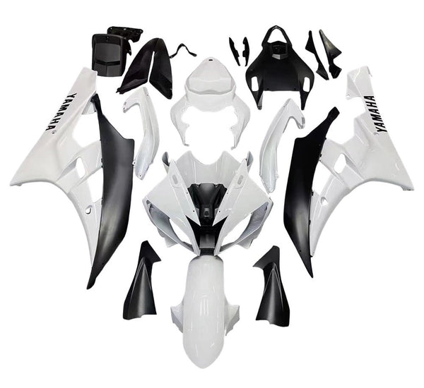 Yamaha R6 Fairings (2006-2007) White Gloss, Matte Black at KingsMotorcycleFairings.com