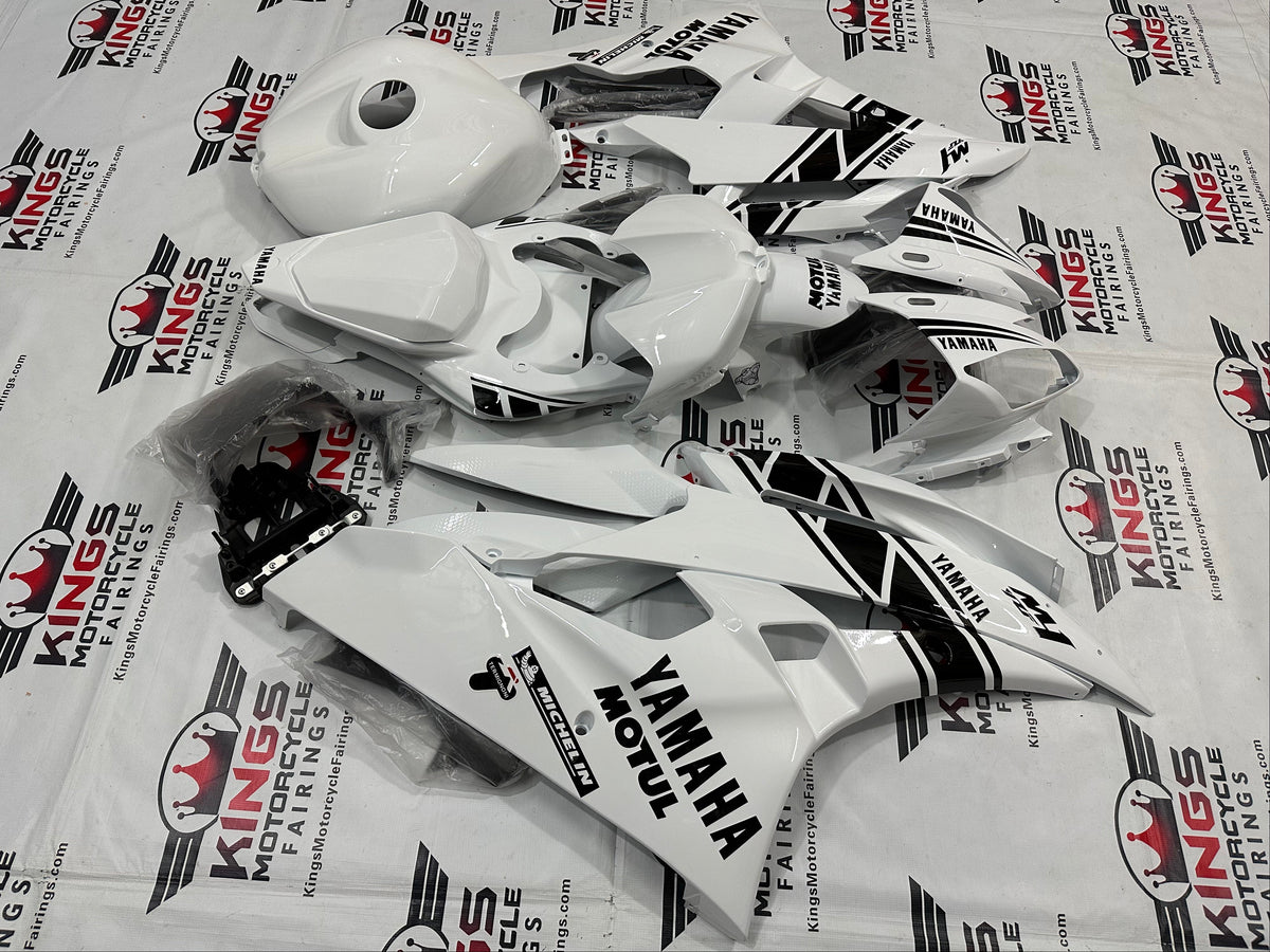 Yamaha R6 Fairings (2006-2007) White, Black Motul at KingsMotorcycleFairings.com