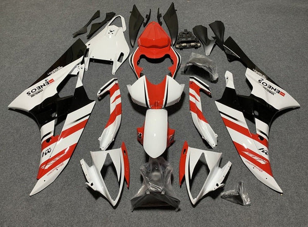 Yamaha R6 Fairings (2006-2007) White, Black, Red, Stripe at KingsMotorcycleFairings.com