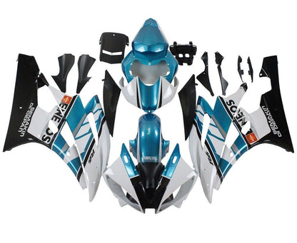Yamaha R6 Fairings (2006-2007) White, Blue Teal, Eneos at KingsMotorcycleFairings.com