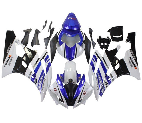 Yamaha R6 Fairings (2006-2007) White, Blue, Black, Eneos at KingsMotorcycleFairings.com