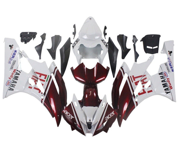 Yamaha R6 Fairings (2006-2007) White, Dark Red, FIAT at KingsMotorcycleFairings.com