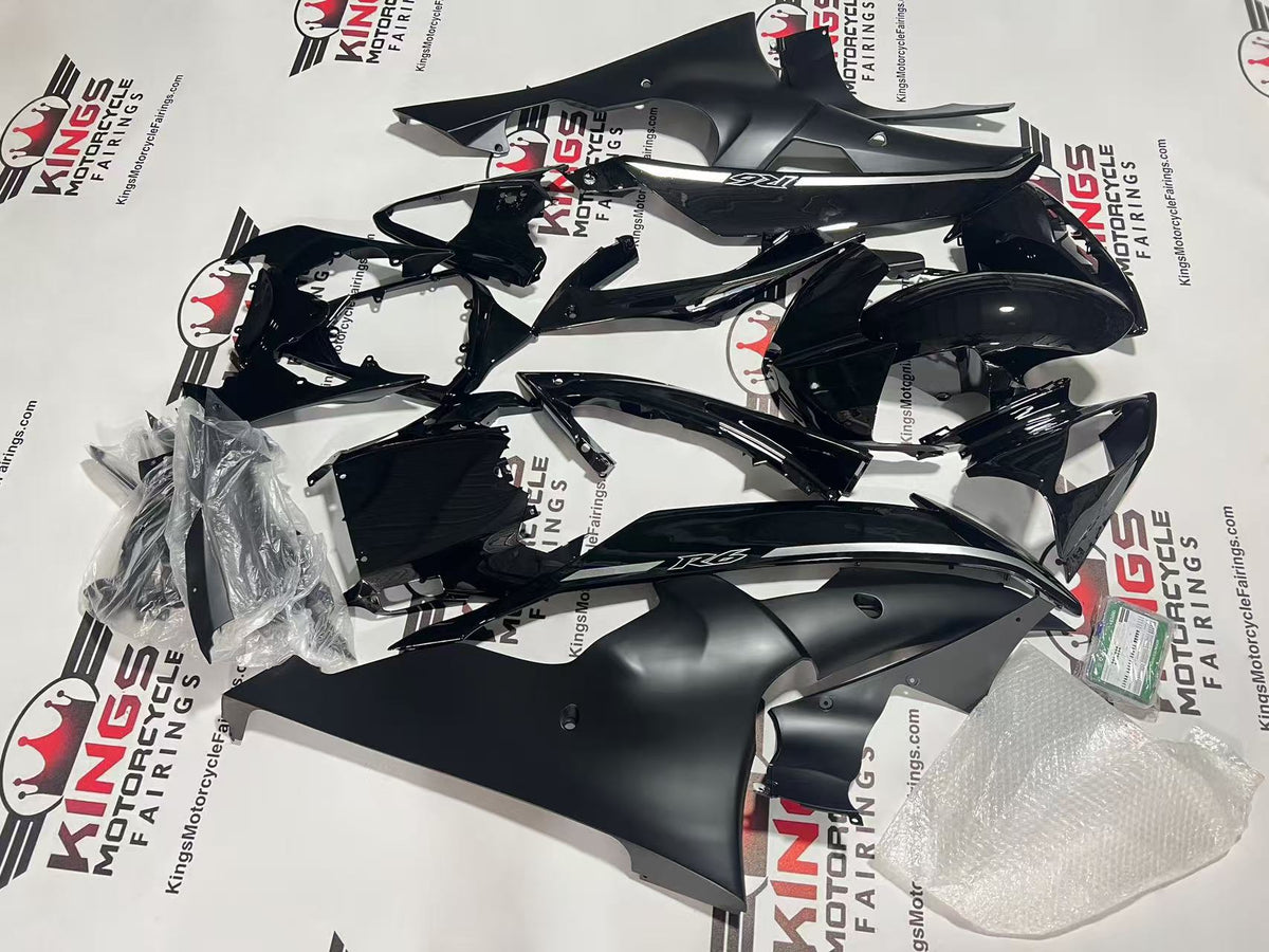 Yamaha R6 Fairings (2008-2016) Black Gloss, Matte Black Raven at KingsMotorcycleFairings.com