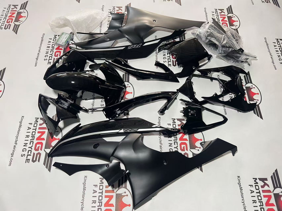 Yamaha R6 Fairings (2008-2016) Black Gloss, Matte Black Raven from KingsMotorcycleFairings.com