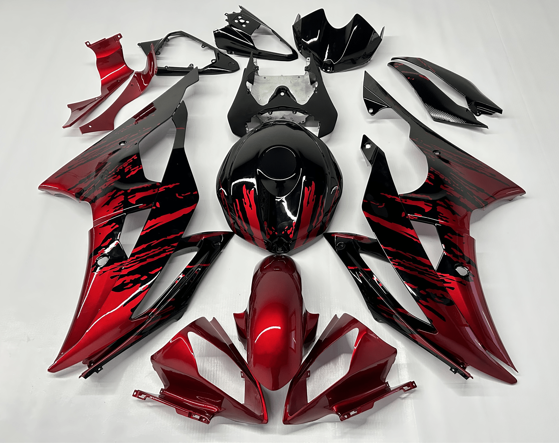 Yamaha YZF-R6 Fairings (2008-2016) Candy Red, Black Fade
