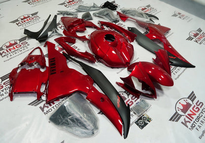Yamaha R6 Fairings (2008-2016) Dark Candy Red, Matte Black at KingsMotorcycleFairings.com