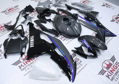 Yamaha R6 Fairings (2008-2016) Faux Carbon Fiber, Black, White, Blue at KingsMotorcycleFairings.com