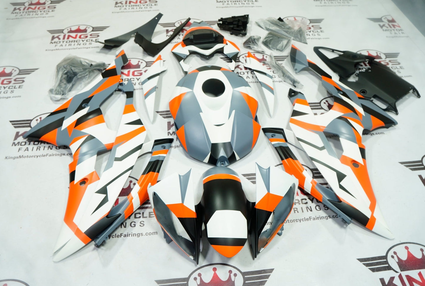 Yamaha R6 Fairings (2008-2016) Matte Orange, White, Black, Gray Camouflage from KingsMotorcycleFairings.com