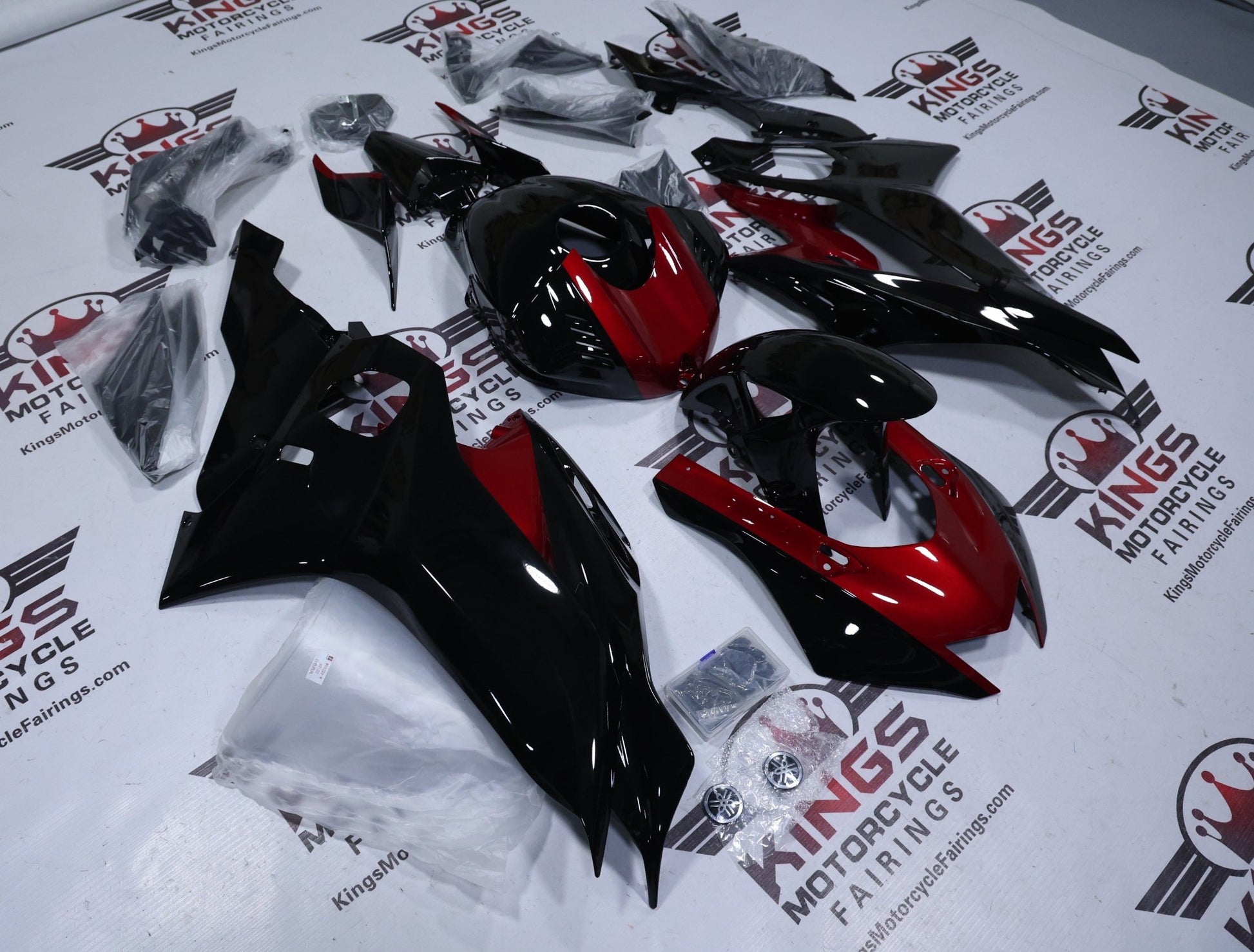 Yamaha R6 Fairings (2017-2022) Black, Candy Red at KingsMotorcycleFairings.com